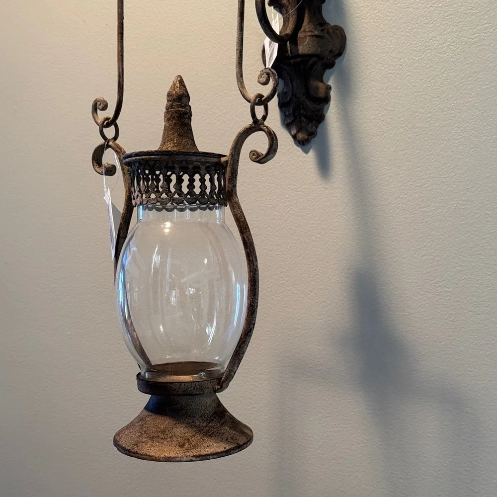 Rustic Brown Lantern Wall hanging lantern Accent NWT